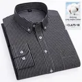 Chemise Oxford à manches longues pour hommes en coton du Xinjiang rayée grise - 38 / Hauts / Rayures Noires (CL675-18)