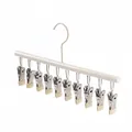 Multifunctional stainless steel drying rack with 10 clips for baby socks and underwear - Circular with 10 Clips / Creamy White