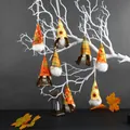 Handmade autumn gnome hanging ornaments with pumpkin sunflower patterns for harvest festival - Thanksgiving 8-Piece Set (G3-19) / 8 Pcs Pack