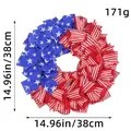 American flag themed 14.96 inch Independence Day wreath for door decor - J3-12 Red White Striped 38CM