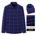 Chemise homme à manches longues en coton gratté à carreaux bleu et rouge, 100% coton - 38 / Hauts / Carreaux Marine Rouge et Noir (CL45-8)