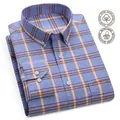 Men's premium blue and yellow plaid cotton Oxford long-sleeve shirt in classic fit - 38 / Blue, Yellow and Beige Plaid (1820) / Tops
