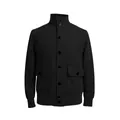 Veste homme noire en suédine vintage avec col montant et plusieurs poches fonctionnelles - Noir