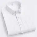 Klassisches weißes Kurzarm-Oxford-Hemd für Herren mit Brusttasche und Button-Down-Kragen - 38 / Oberteile / Weiß (2036-03)