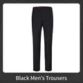 Classic black business formal trousers for men with a slim straight-leg fit. - S / Bottoms / Black