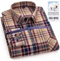 Camicia scozzese da uomo in cotone spazzolato a maniche lunghe nei toni del giallo - 38/M / Top (R2-892) / Quadri Giallo Marrone Blu Rosso