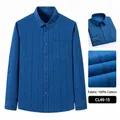 Chemise d'homme à rayures verticales bleues en tissu 100% coton brossé - 38 / Hauts / Rayé bleu foncé (CL45-13)