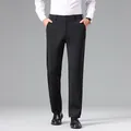 Classic black slim fit men's business casual trousers for formal and daily wear - 29 / Bottoms / Thickened / Black