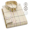 Yellow plaid long-sleeved shirt made of 100% cotton Oxford fabric for men's casual wear - 38 / Tops / Light Yellow Plaid (1835)