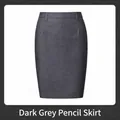 Professional dark gray pencil skirt for business office wear, high-waisted slimming fit - S / Bottoms / Dark Gray