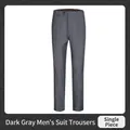 Professional dark grey men's dress pants in a slim-fit straight-leg design - S / Bottoms / Dark Gray (Men's)