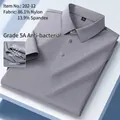Folded grey ice silk Polo shirt featuring 5A antibacterial fabric and UV protection detail - 3XL / Tops / Grey (202-12)