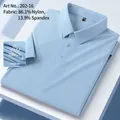 Light blue men's short sleeve ice silk Polo shirt with UV protection and stretch fabric - 3XL / Tops / Light Blue