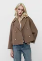 Élégant manteau court en laine marron à double boutonnage et larges revers pour l'automne - XS / Hauts / Chameau