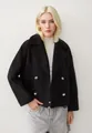 Manteau élégant en laine noir à double boutonnage avec revers pour femme en automne - XS / Hauts / Noir