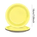 Detailed view of 18cm bright yellow disposable paper plate for party table settings - 7 Inch Plate / Set of 12 / Lemon Yellow