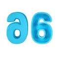 Blue 4-inch silicone number 6 mold for baking birthday cakes and resin epoxy crafts - Number 6 / Blue