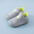 Grey and neon yellow baby walking sock shoes with soft anti-slip rubber soles for toddlers - Inner Length 11 / Grey (M04)