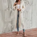 Elegant beige long sleeve cardigan cover-up with tassel and lace trim detailing - S / Tops / Apricot