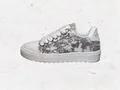 Men's casual platform sneakers featuring a grey camouflage pattern and chunky white soles - 36 / Light Gray Silver White Print