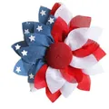 Handmade burlap flower decoration in patriotic red, white and blue US flag theme - J3-24 Red Center Style / 40CM (OPP Bag)