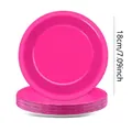 Détail de assiettes en papier jetables rose vif de 18 cm pour la vaisselle de fête - Assiette de 7 Pouces (12 Pcs) / Rose rouge