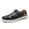 Breathable black men's hollow-out casual sandals with comfortable non-slip white sole - 40 / Closed Toe Style (92535) / Black