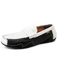 Classic black and white crocodile pattern genuine leather loafers for men SKU variant - 38 / Crocodile Pattern Loafers (0966) / Black and White