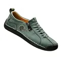 Premium hand-stitched green casual loafers featuring decorative zipper and braided upper design - 36 / Green