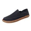 Men's navy blue hand-stitched casual loafer with a soft gum rubber driving sole - 38 / Black (hg8335)