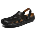 Herren-Sandalen in Schwarz mit atmungsaktivem Mesh und rutschfester Sohle für außen - 38 / Schwarz