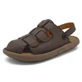 Ademende bruine outdoor strandsandalen voor heren met hol design en antislip platte zool - 38 / Stijl 1 / Donkerbruin A