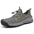 Grijze ademende mesh heren wandelschoenen met antislip zool voor outdoor sporten. - 7708 Grijs (leren schoenmaat) / 38