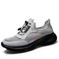 Chaussures de marche respirantes pour hommes avec semelles épaisses gris clair - 38 / Gris