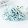 Ramo de flores de hortensia artificial azul claro flores falsas de seda para decoración de hogar. - Hortensia Impresa en Color - Azul