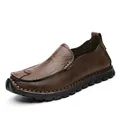Professional brown leather loafers for men featuring breathable low-top business style - 38 / Slip-on / Deep Brown