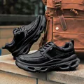 Chaussures Derby noires élégantes pour hommes en cuir véritable à semelle compensée - 38 / Chaussures en Cuir Décontractées (86705) / Noir