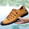 Scarpe da guida casual da uomo in vera pelle con suola morbida in elegante marrone chiaro - 38 / Marrone Giallastro