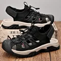 Sandali sportivi outdoor traspiranti da uomo con punta chiusa in nero e beige - 38 / Nero (2333)