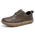 Men's brown retro British style casual leather shoes with soft upper and non-slip sole - 39 / Khaki