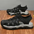 Men's breathable black closed-toe outdoor sports sandals with non-slip thick sole - 38 / Black (2067)