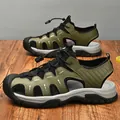 Breathable men's closed-toe sports sandals in olive green for outdoor hiking wear - 38 / Army Green (2067)
