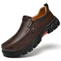 Scarpe da trekking da uomo in pelle marrone con suole spesse antiscivolo per esterno - 38 / Marrone Scuro (wx9177)