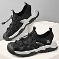 Men's breathable black closed-toe sport sandals designed for outdoor hiking and casual wear. - 38 / Black (8903)