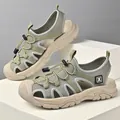 Professional breathable men's closed-toe outdoor sandals for summer beach and hiking adventures - 38 / Green (8903)