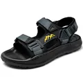 Sandali da spiaggia casual da uomo in vera pelle cuciti a mano colore grigio e nero - 38 / Blu