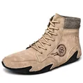 Botas Martin retro de estilo británico para hombre en ante color canela con cuello de punto - 38 / Caqui