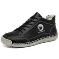 Bottines décontractées noires pour femmes avec coutures à la main et semelles souples - 38 / Noir