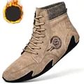 Botas de hombre de estilo británico en color caqui con diseño de cuello de calcetín - Caqui (Forro de Felpa)