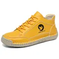 Bottines décontractées jaunes pour femmes avec semelle souple antidérapante cousue main - Jaune